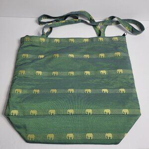 Artsy elephant design silk tote